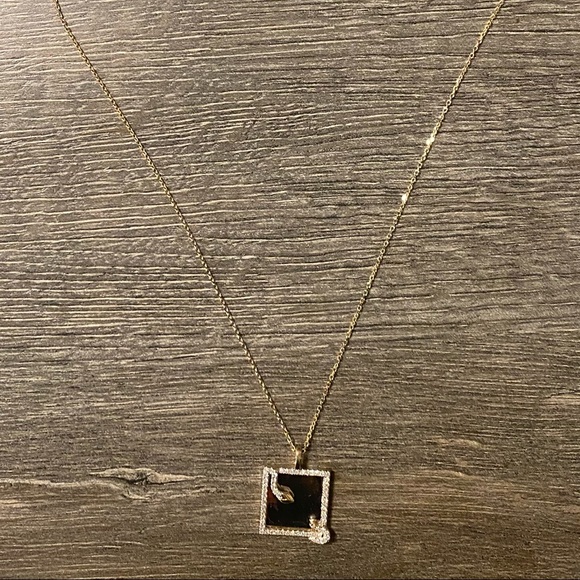 Adina Reyter Square Snake Necklace w Mixed Metal & Pave Diamonds New!